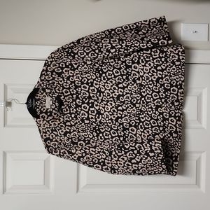 LOFT Black & Tan Animal Print Cheetah Suit Jacket Blazer Women's XL NEW